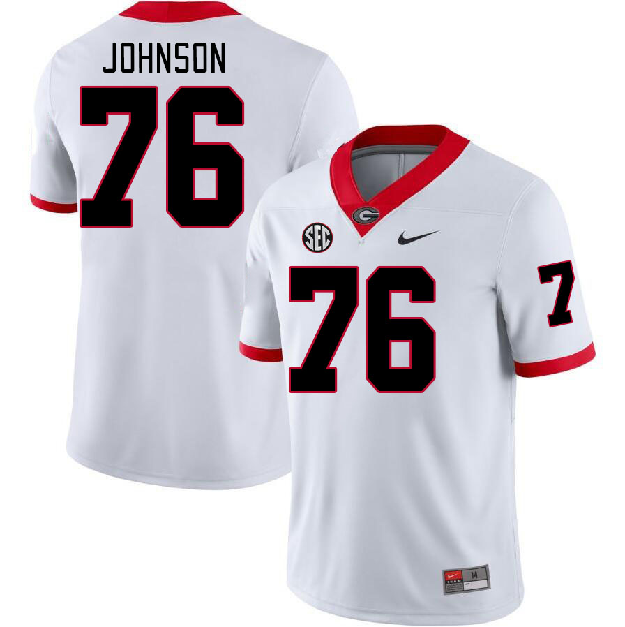 Georgia Bulldogs Men's Miles Johnson #76 White Stitched College UGA Football Jersey 23EH010KM